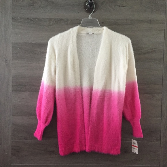 Bar III Sweaters - Bar III Pink Bon Bon Fuzzy Cardigan